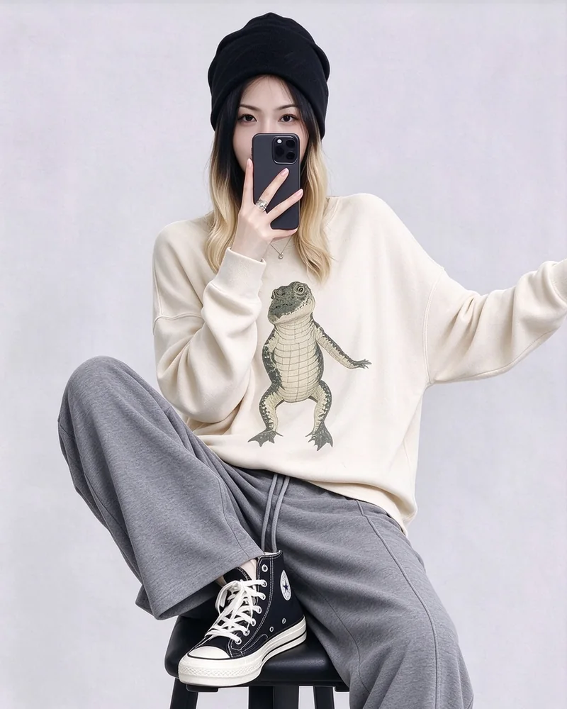 大眼鳄鱼 圆领卫衣 Big-Eyed Croc Crewneck