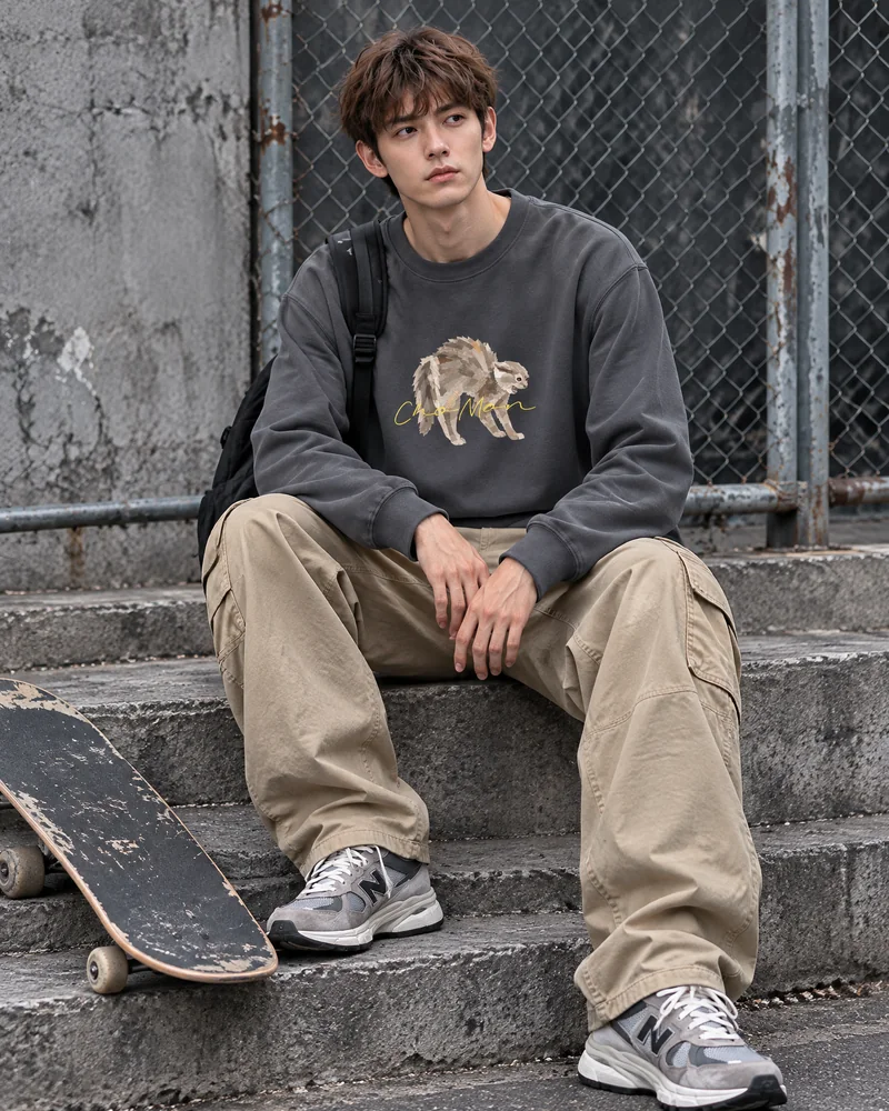 老吴 暗夜灰 卫衣 Laowu Dark Grey Crewneck